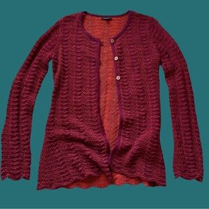 Novica Cardigan Sweater 100% Alpaca Button Open Wave Stitch Beautiful